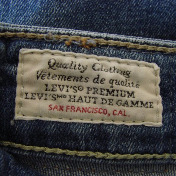 Levi's Highrise Skinny Distressed Jeans 721 Big E High Rise Raw Hem Stretch 27 - Picture 3 of 16